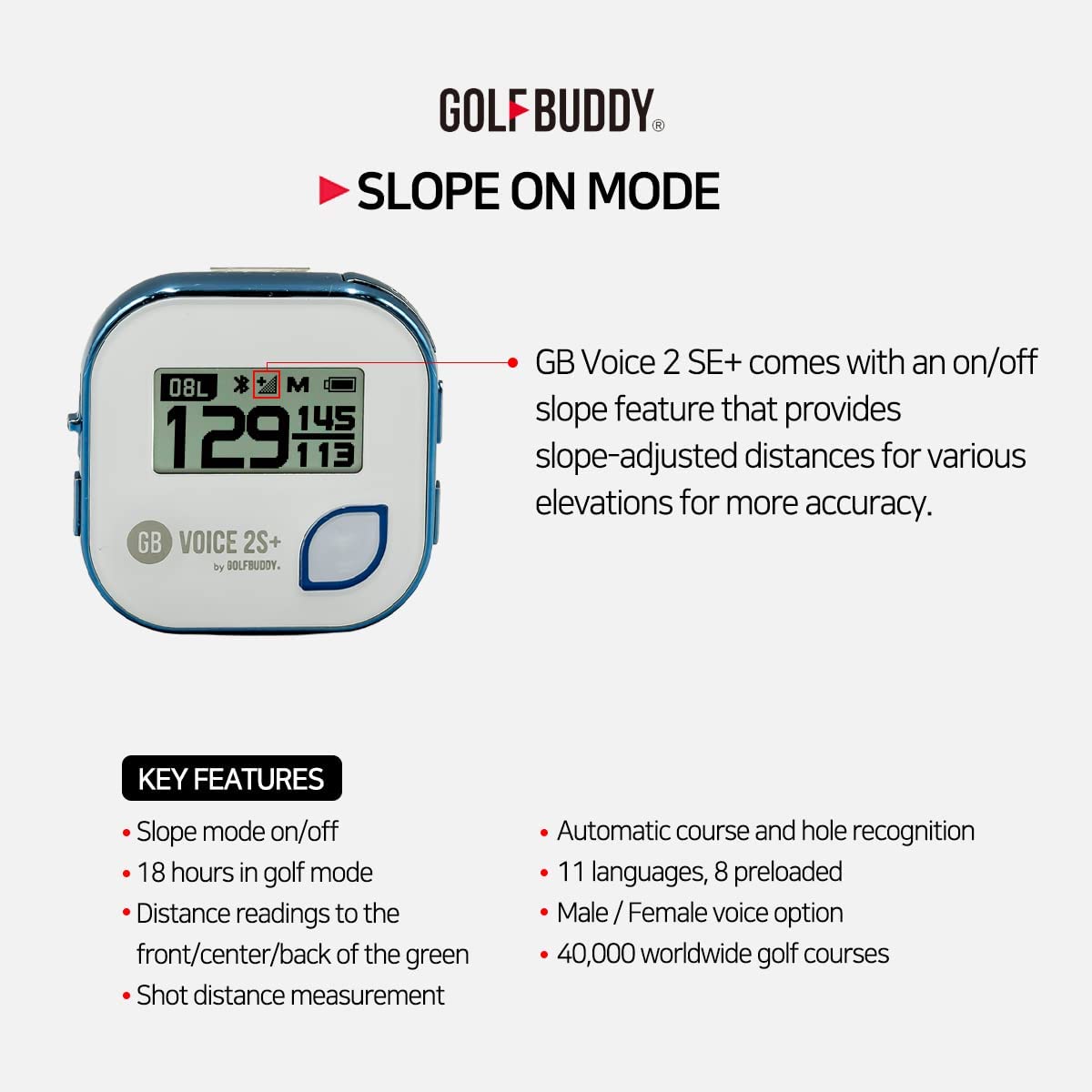 Golf Buddy Voice 2S+ Wearable Talking GPS Rangefinder