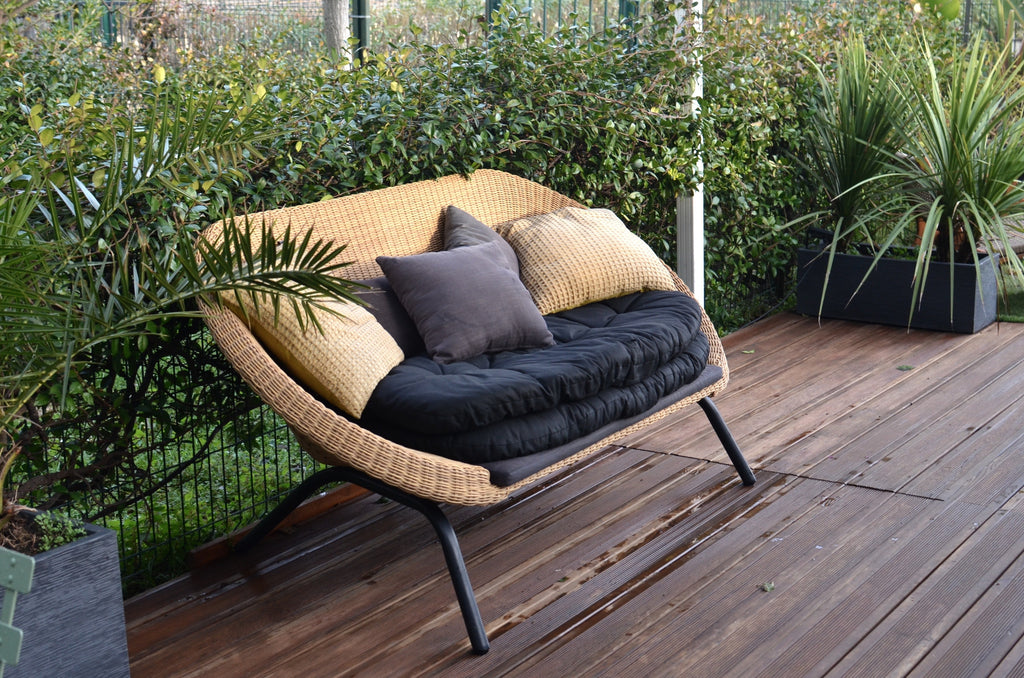 wicker furniture outdoor patio with pillow