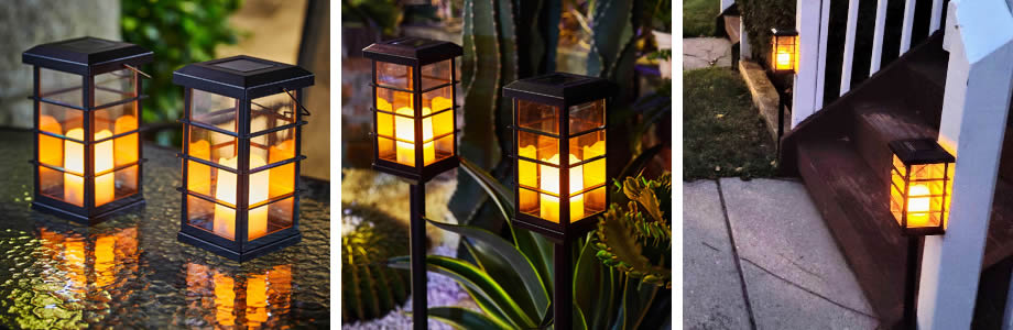 Solar Stakes Lights With Candle Flame Flickering