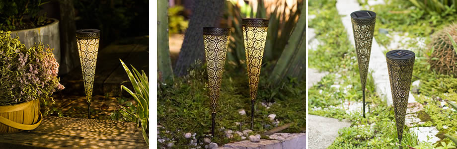 Exquisite Torch Shape Solar Pathway Lights Night LED Garden&House Yard Landscape Lights