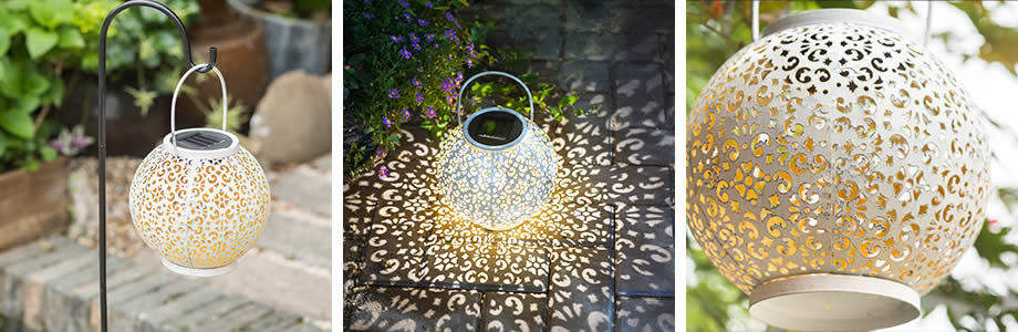Garden white hollow lantern solar light romantic lighting