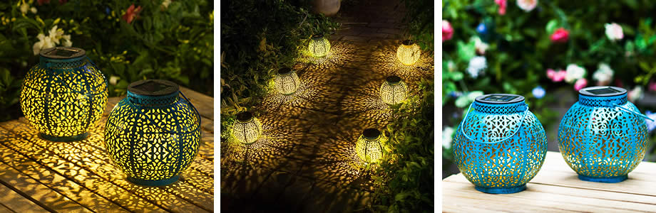 Retro blue lantern solarlight waterproof solar light garden decoration