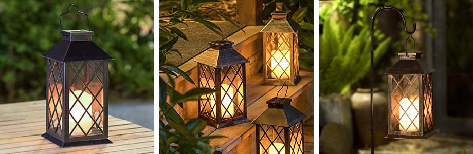Retro candlestick shape lantern solar light