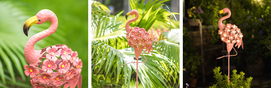 Garden pink flamingo solar light
