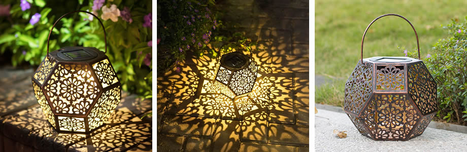 geometric polygon solar lantern light