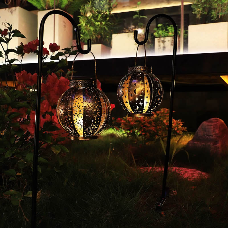 Outdoor Garden Waterproof Lantern Solar Light, Christmas Romantic Star Moon Sun Mapping Light,ambiance lighting to the yard