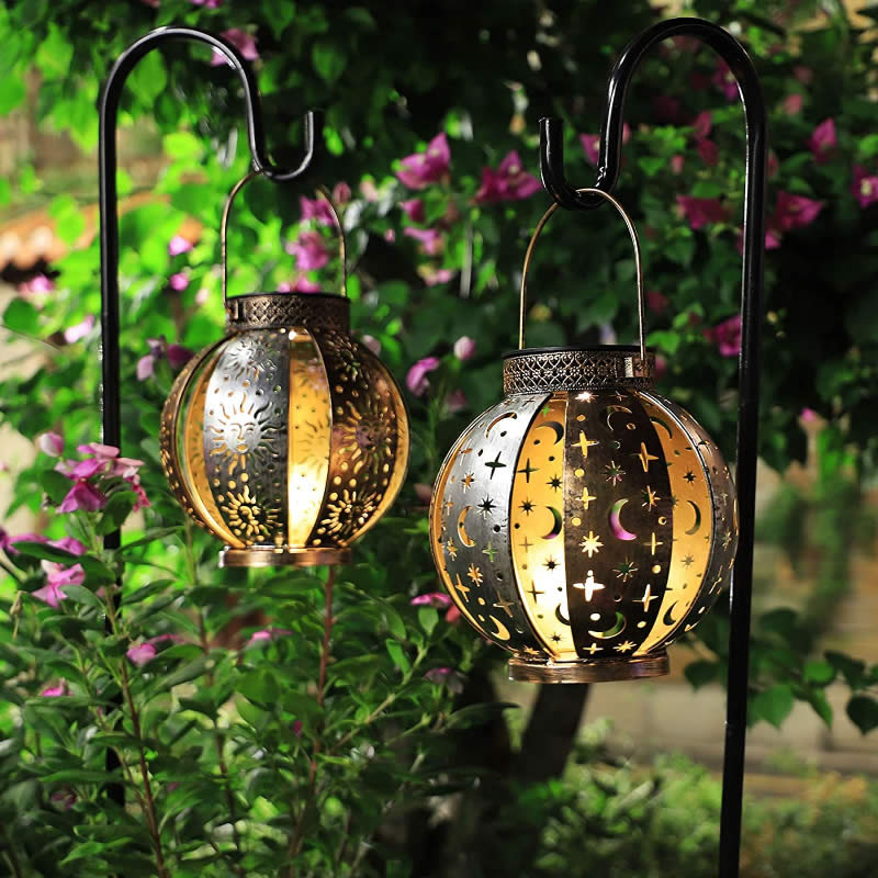 Outdoor Garden Waterproof Lantern Solar Light, Christmas Romantic Star Moon Sun Mapping Light,ambiance lighting to the yard