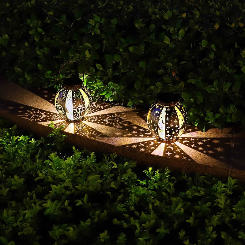 Outdoor Garden Waterproof Lantern Solar Light, Christmas Romantic Star Moon Sun Mapping Light,ambiance lighting to the yard