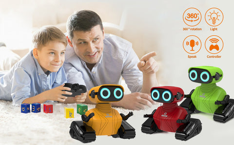GILOBABY Robot Telecommandé Enfant, Jouet Robot Enfant avec Télécommande 2,4  GHz, Yeux LED, Mouvements de danse, Tête et Bras Flexibles, Cadeau  Anniversaire pour Enfants Garçons Filles 3-8 Ans (Jaune) en destockage et