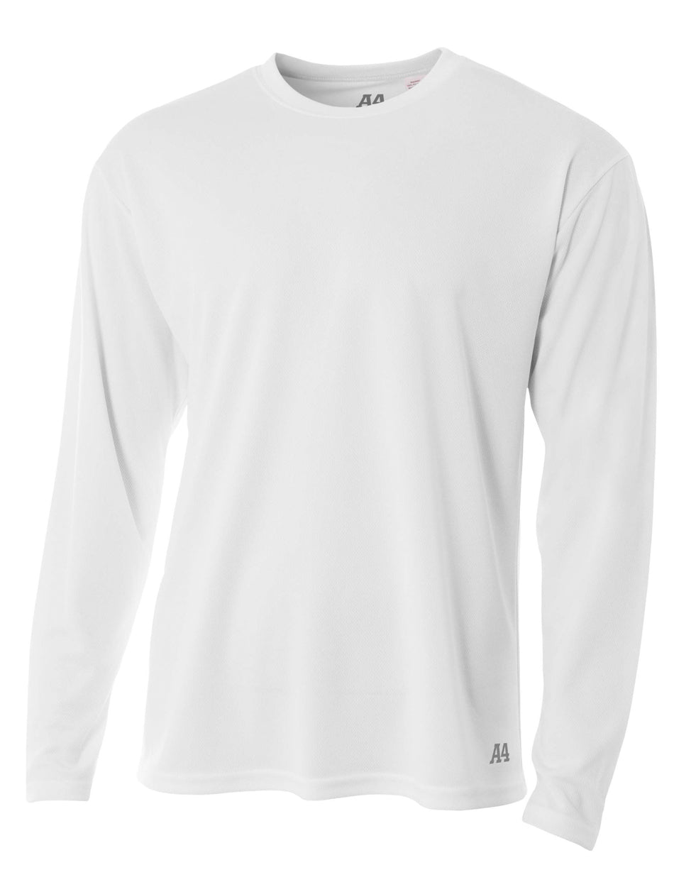 White A4 Long Sleeve Birds-eye Mesh Crew