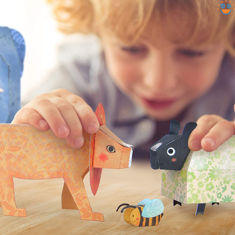 10PCS子供DIY知育玩具3D紙動物折り紙おもちゃ