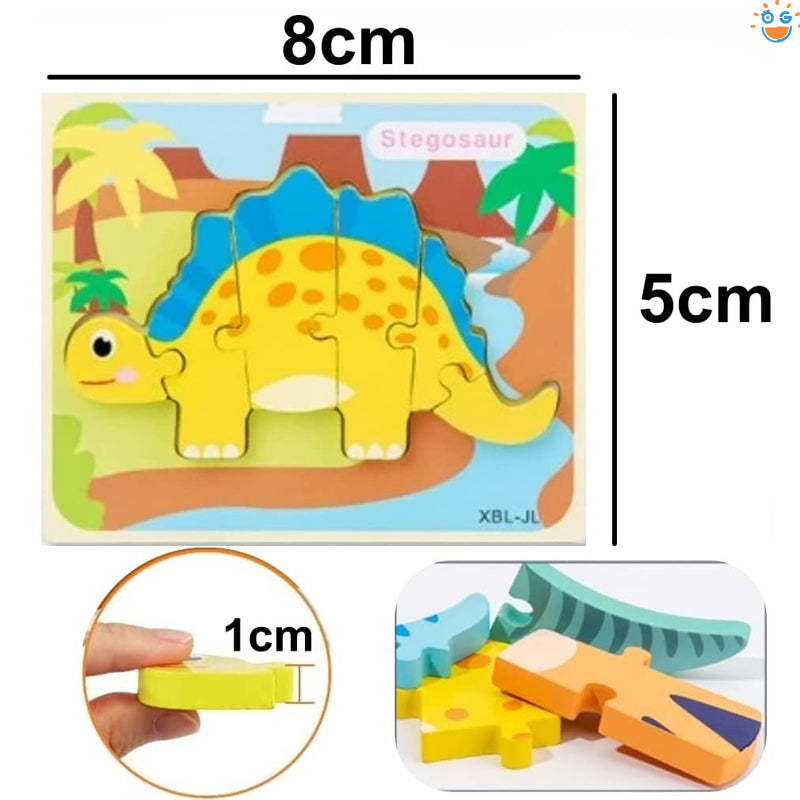 「６点セット」恐竜木製型はめジグソーパズル知育玩具