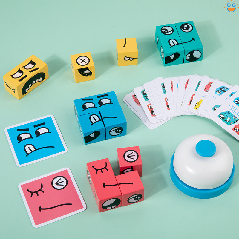 最新作魔法の顔木製表現パズル論理的思考知育玩具