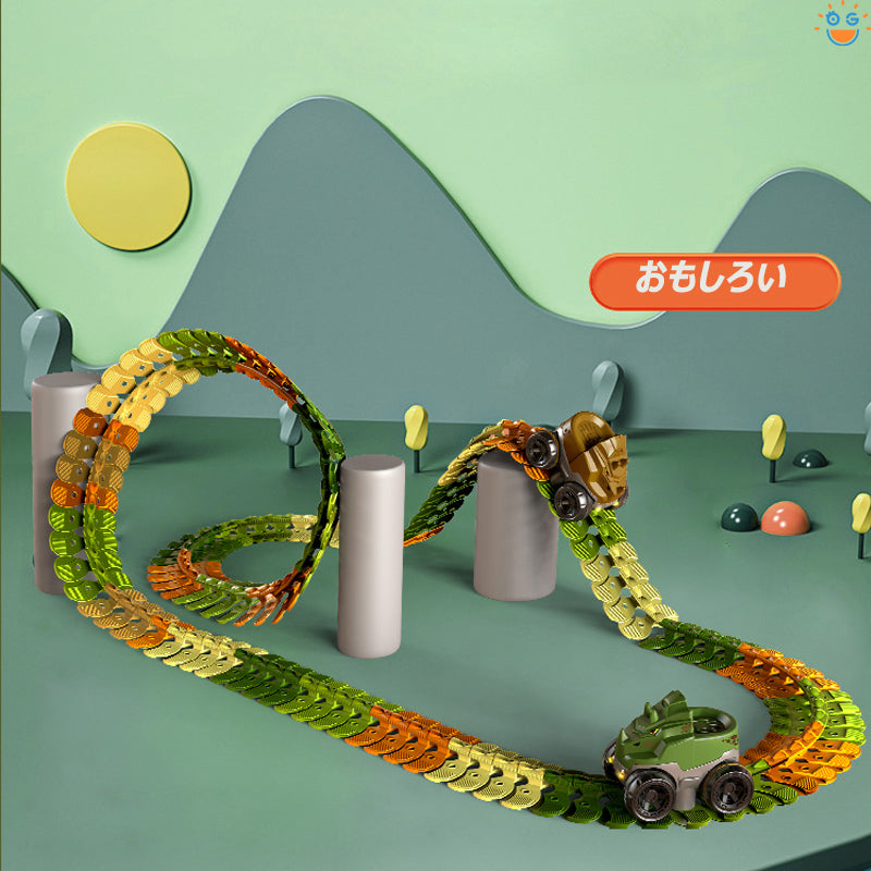DIY知育玩具恐竜ミニカー1台付きパズル模型組み立て車レールサーキットおもちゃ
