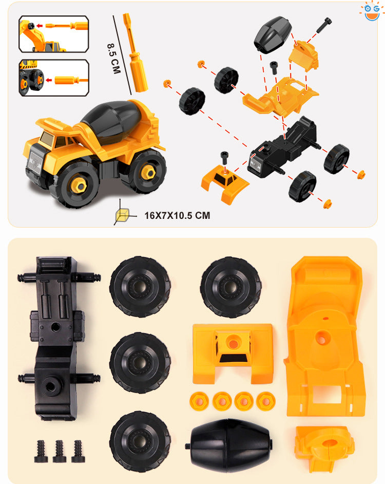 【6 IN 1】DIY組み立て車おもちゃ作業車室内遊び知育玩具