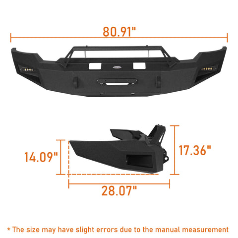 Aftermarket 20-23 GMC Sierra 2500HD Front Bumper with Winch Plate dimension