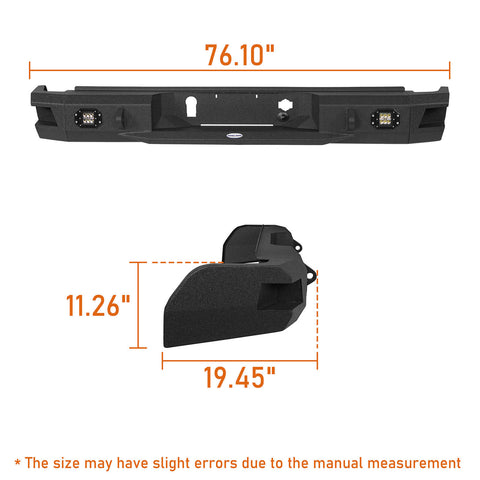Products Aftermarket 20-23 GMC Sierra 2500HD Discovery Rear Bumper dimension