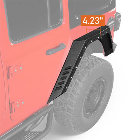 2018-2024 Jeep Wrangler JL Rear Fender Flares Wheel Well Guards 4x4 Jeep Parts - Hooke Road b3064 dimension 1
