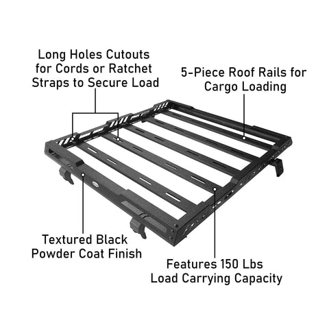 2007-2018 Jeep Wrangler JK 4-Door HR Roof Rack Cargo Basket explantory diagram