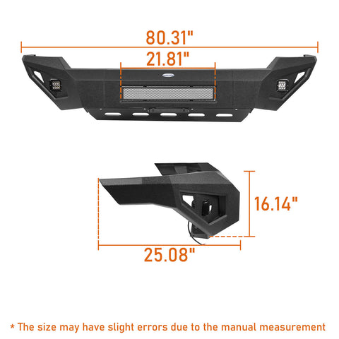 2003-2005 Dodge Ram 2500 HR Ⅰ Front Bumper w/Skid Plate Replacement dimension