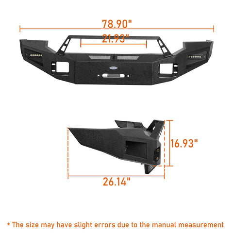 2005-2007 Ford F-250 Discovery Ⅰ Offroad Front Bumper w/ Winch Plate dimension