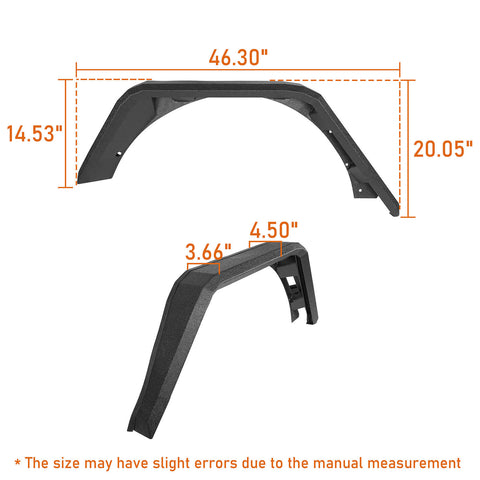 Jeep Flat Rear Fender Flares  (18-23 Jeep Wrangler JL)  dimension