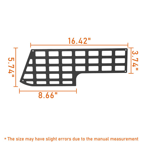 Ford Bronco Center Console MOLLE Storage Panel Dimension