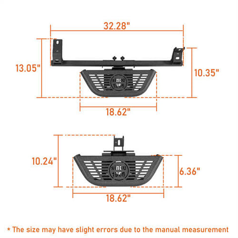 Ford Bronco Side Steps Wheel-To-Wheel Running Boards Side Hoop Steps 4x4 Parts - Hooke Road b8930s dimension 2