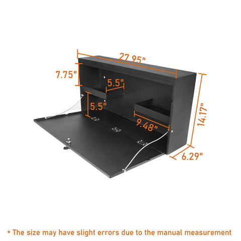 Ford Bronco Steel Tailgate Table Storage Lock Box  dimension