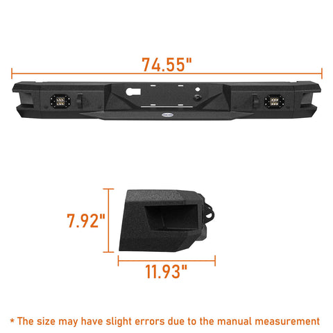 Pickup Discovery Rear Bumper w/ LED Floodlights (18-20 Ford F-150 (Excluding Raptor)) dimension