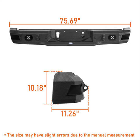 2018-2020 Ford F-150 Rear Bumper Offroad Bumper 4x4 Truck Parts - Hooke Road b8259 dimension