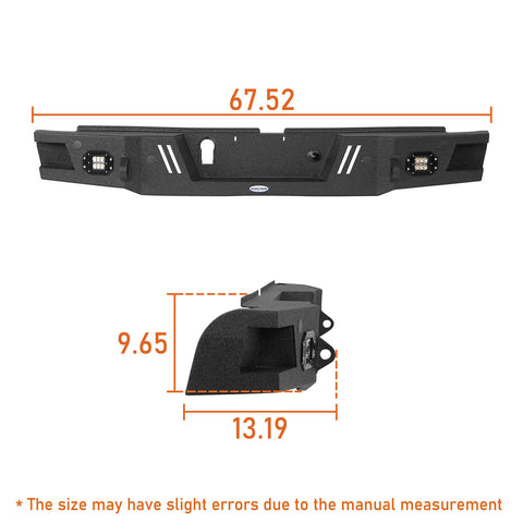 Ford 19-23 Ranger HR Rear Aftermarket Bumper Textured Black - Hooke Road dimension