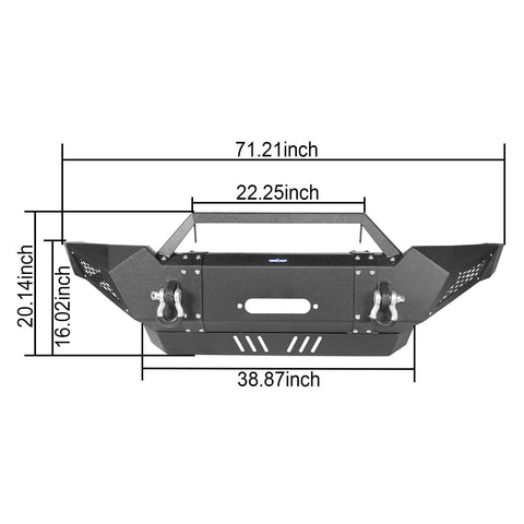 HookeRoad Full Width Front Bumper & Rear Bumper w/Tire Carrier for 2005-2015 Toyota Tacoma b40014013 dimension 2