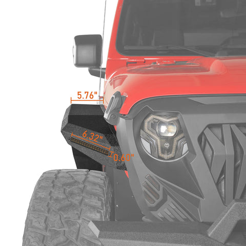 Jeep Flat Front Fender Flares w/ LED Lights ( 18-23 Jeep Wrangler JL & 20-23 Gladiator JT) dimension 2
