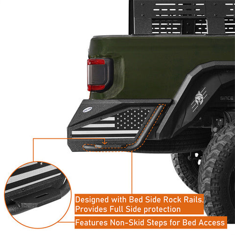 2020-2024 Jeep Gladiator JT Rear Bumper Offroad Bumper 4x4 Truck Parts - Hooke Road b7019s details