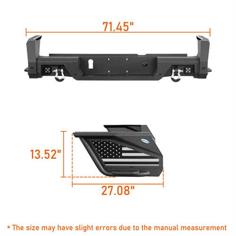 2020-2024 Jeep Gladiator JT Rear Bumper Offroad Bumper 4x4 Truck Parts - Hooke Road b7019s dimension