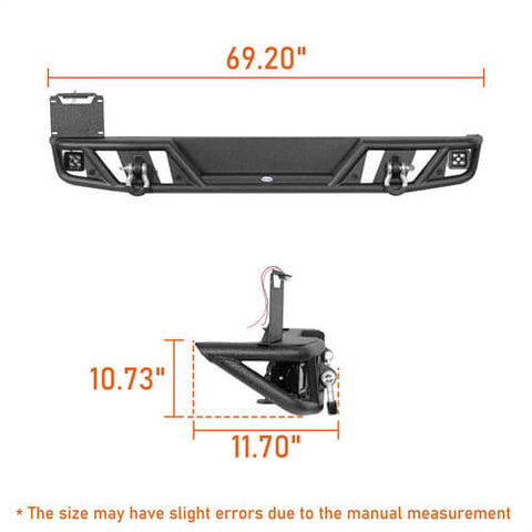 2018-2024 Jeep Wrangler JL Rear Bumper Aftermarket Bumper 4x4 Jeep Parts - Hooke Road b3063s dimension