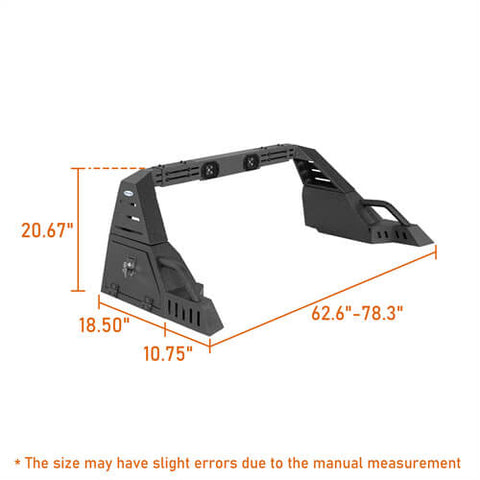 Mid Size Pickup Trucks Roll Bar Adjustable Truck Bed Roll Bar 4x4 Truck Parts - Hooke Road b9911s dimension