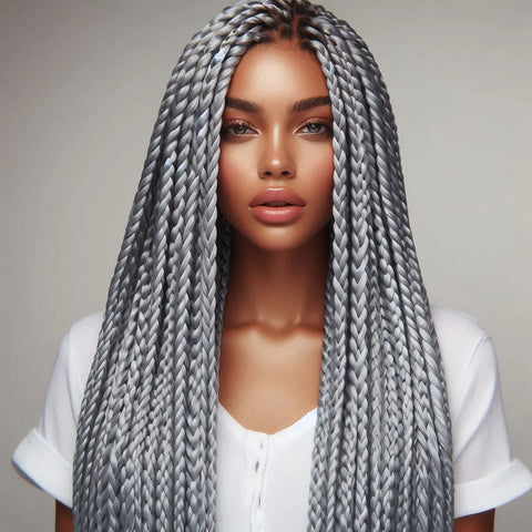 Silver grey fulani braids