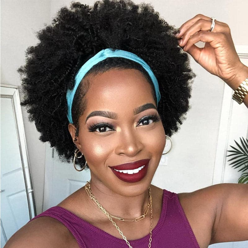 Mary Afro Kinky Curly Human Hair Headband Wig