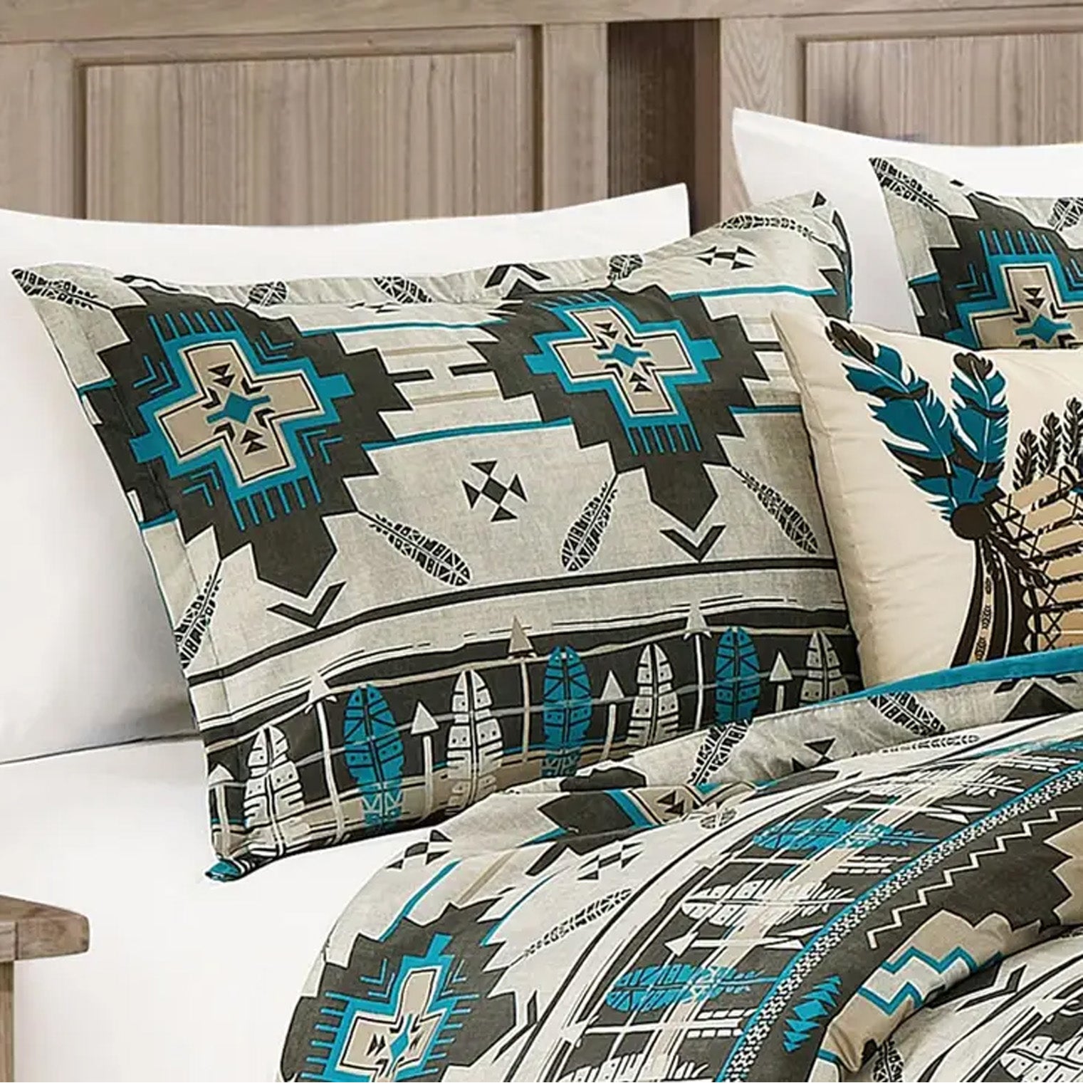 Austin Navajo Turquoise Feather Aztec Comforter - 6 Piece Set