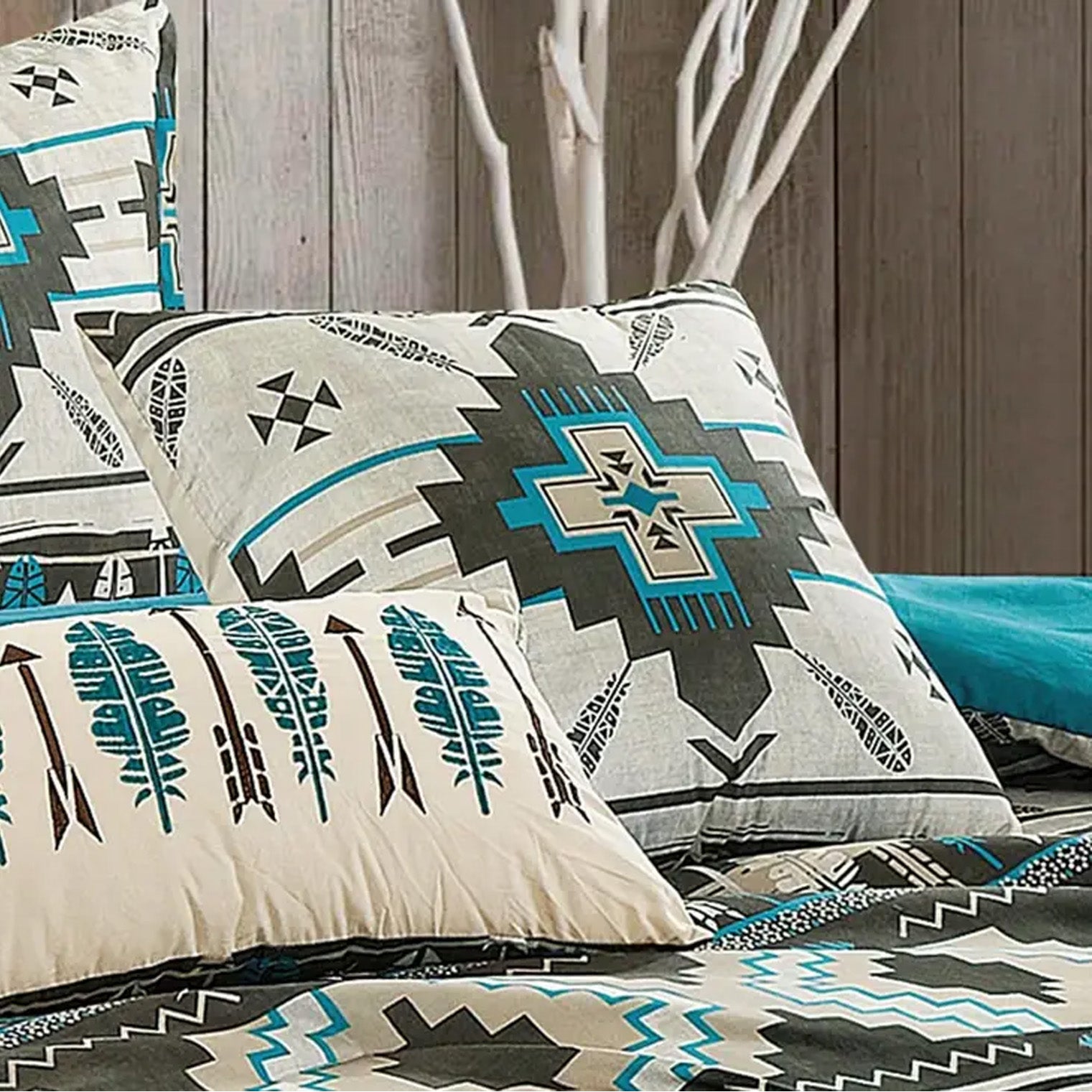 Austin Navajo Turquoise Feather Aztec Comforter - 6 Piece Set