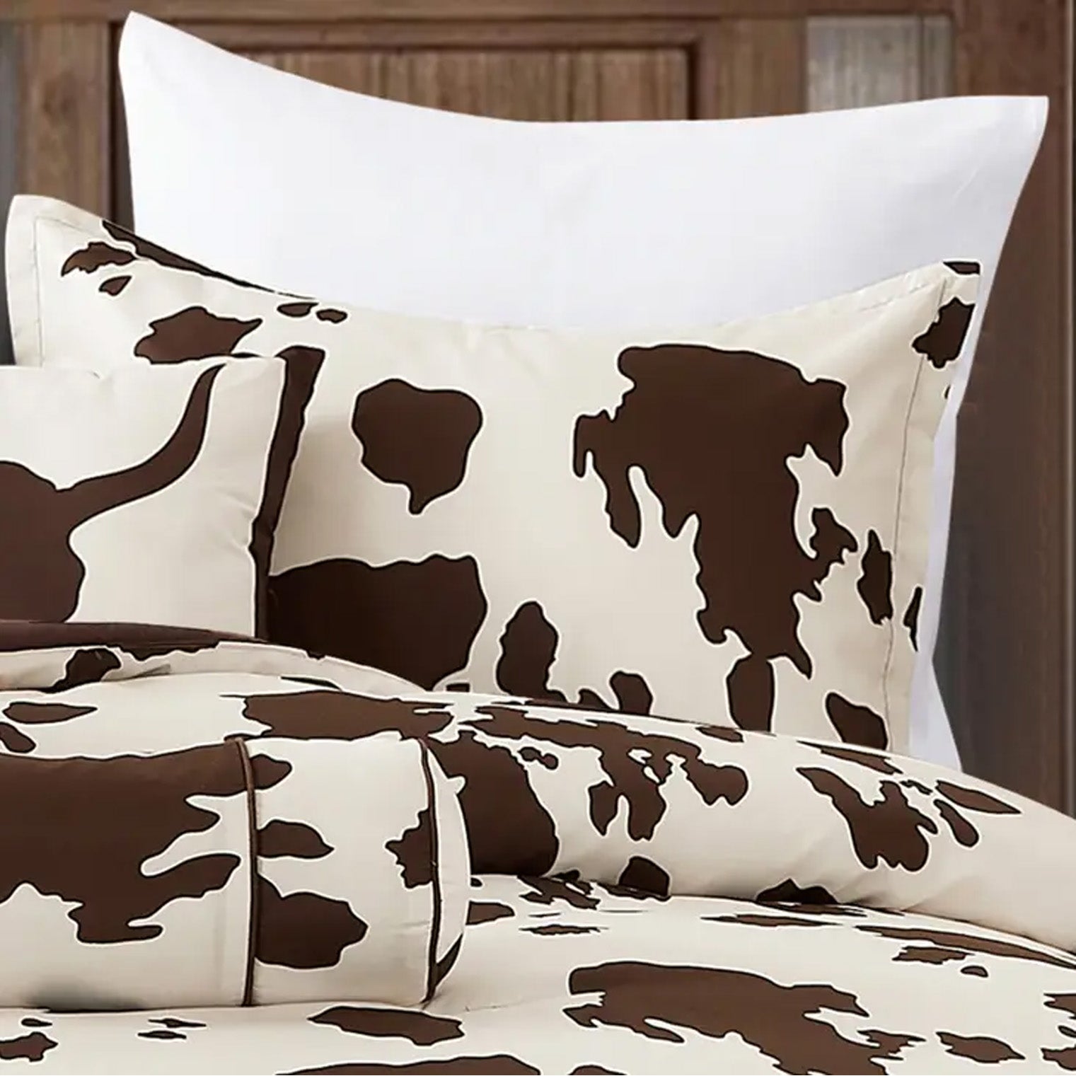 Cowhide Brown Cow Skull Comforter Set - 6 Piece Set