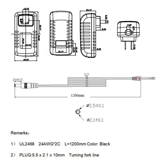 Wall-mount type power adapter 12W