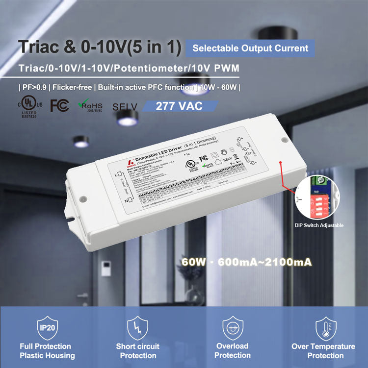 5 in 1 Dim Multi-Current Driver 60W (DIP Adjustment)