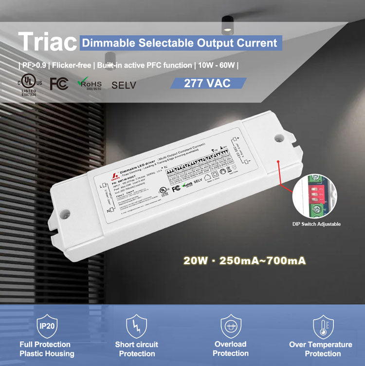 Triac Dimmable Multi-Current Driver 20W (DIP Adjustment)