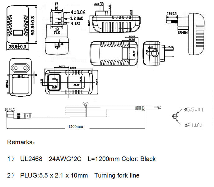 Wall-mount type power adapter 24W