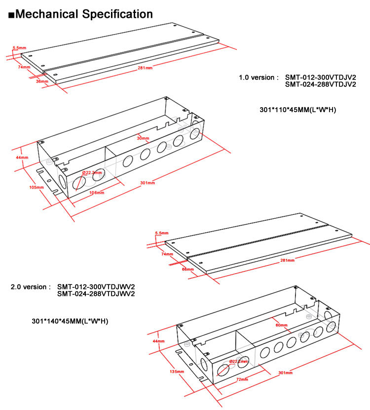 5 in 1 Class 2 Dim J-BOX LED Driver 300W