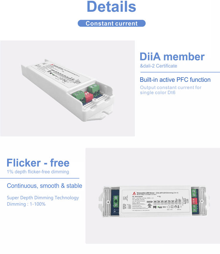 Pilote multi-courant DALI & PUSH Dim 20W (réglage DIP)