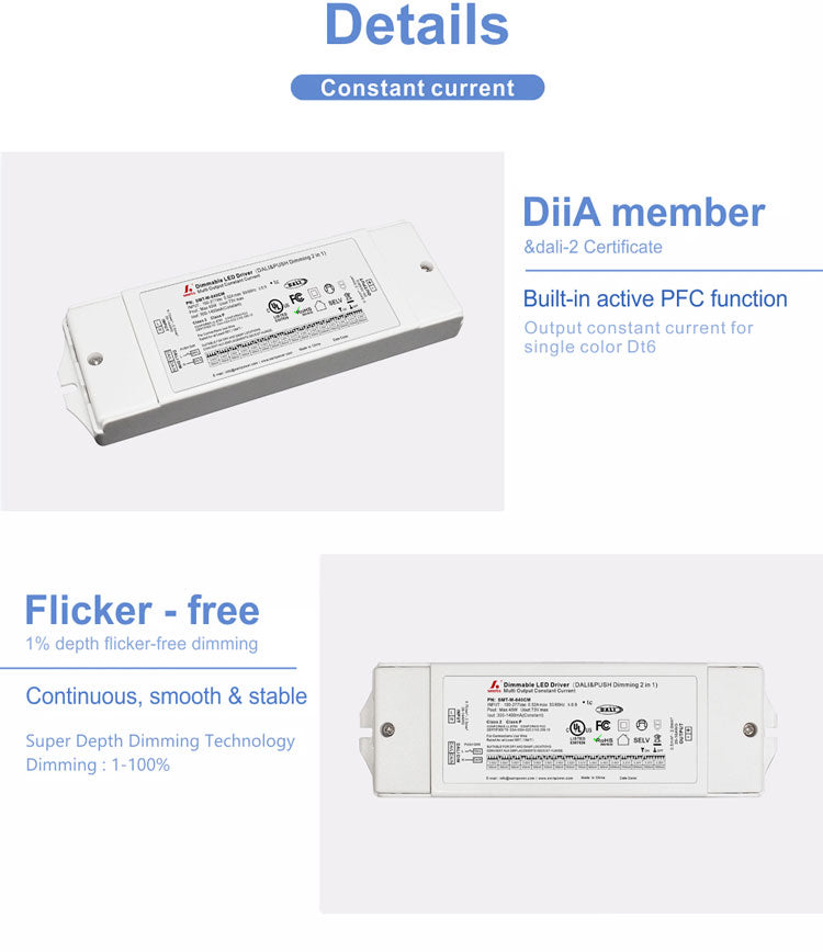 Pilote multi-courant DALI & PUSH Dim 40W (réglage DIP)